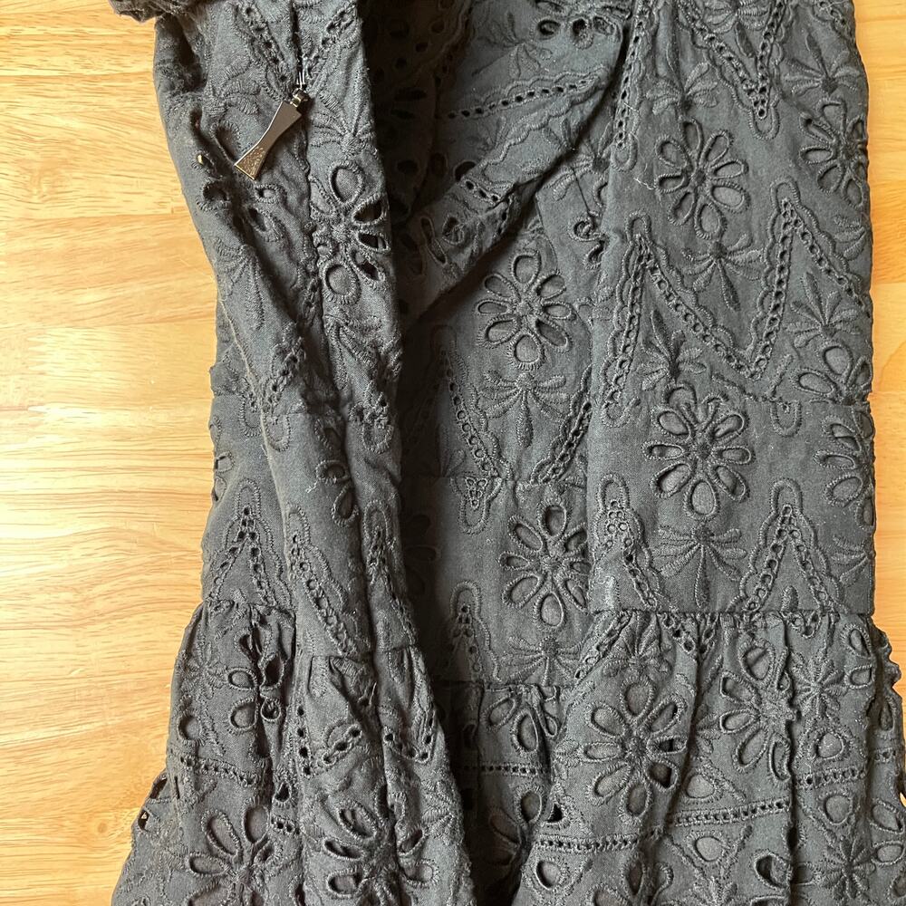 Kate Spade Black Eyelet Flounce Shirt Dress Sz.8 - Picture 12 of 16